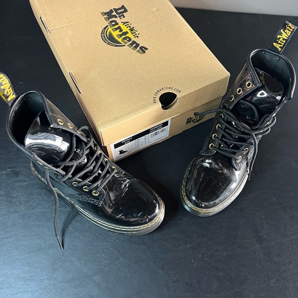 Dr. Martens Black Zavala Patent Boots - Picture 1 of 4